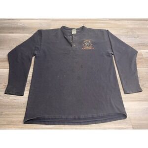 Vintage Sun‎ Faded Henley T-Shirt Montrose Colorado Made in USA Embroidered Sz L